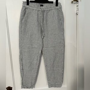 J. Crew Factory Striped Linen-Cotton Blend Drawstring Pant (2)